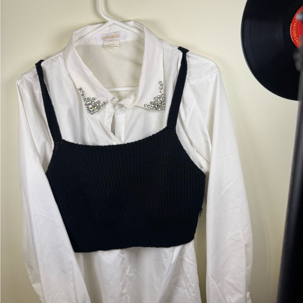Coco Reef Elegant Black and White Blouse